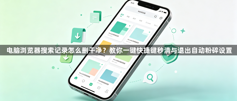 电脑浏览器搜索记录怎么删干净？教你一键快捷键秒清与退出自动粉碎设置1